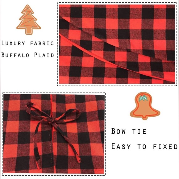 Buffalo Plaid Christmas Tree Skirt Traditional Buffalo Plaid Red & Black 48” NEW - Picture 4 of 6